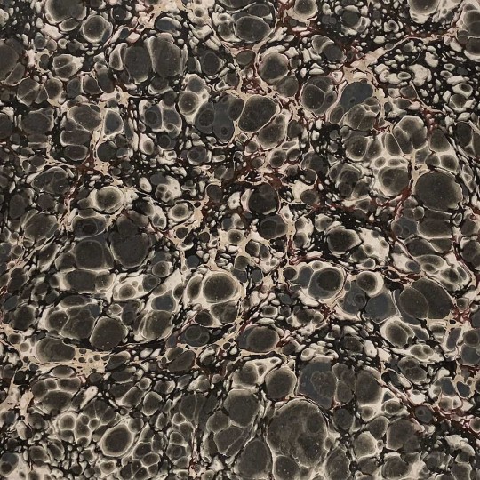 Hand Marbled Paper Stone Marble Pattern in Black, Grey and Cream ~ Berretti Marbled Arts